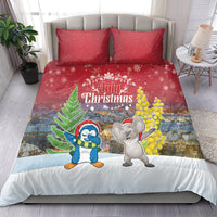 Christmas In July Bedding Set Funny Dabbing Dance Koala And Blue Penguins