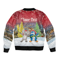 Personalised Christmas In July Bomber Jacket Funny Dabbing Dance Koala And Blue Penguins