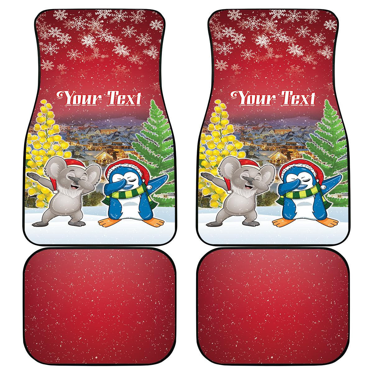 Christmas In July Car Mats Funny Dabbing Dance Koala And Blue Penguins