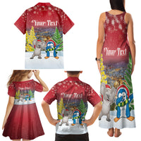 Personalised Christmas In July Family Matching Tank Maxi Dress and Hawaiian Shirt Funny Dabbing Dance Koala And Blue Penguins