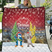 Christmas In July Quilt Funny Dabbing Dance Koala And Blue Penguins