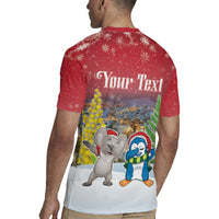 Personalised Christmas In July Rugby Jersey Funny Dabbing Dance Koala And Blue Penguins