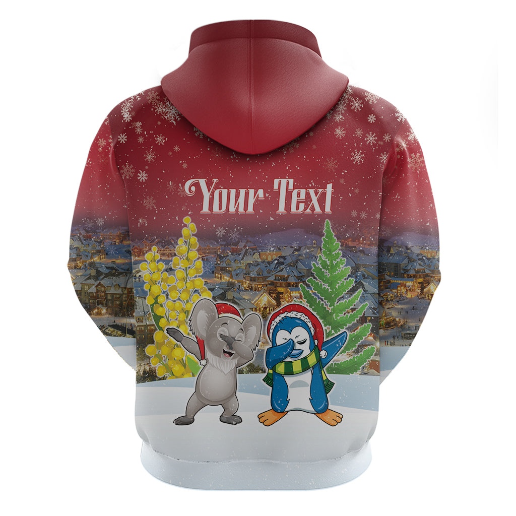 Personalised Christmas In July Zip Hoodie Funny Dabbing Dance Koala And Blue Penguins LT05 - Polynesian Pride
