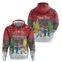 Personalised Christmas In July Zip Hoodie Funny Dabbing Dance Koala And Blue Penguins LT05 - Polynesian Pride