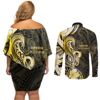 Sarcoma Awareness Couples Matching Off Shoulder Short Dress and Long Sleeve Button Shirt You Are Stronger Than Sarcoma