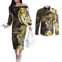 Sarcoma Awareness Couples Matching Off The Shoulder Long Sleeve Dress and Long Sleeve Button Shirt You Are Stronger Than Sarcoma