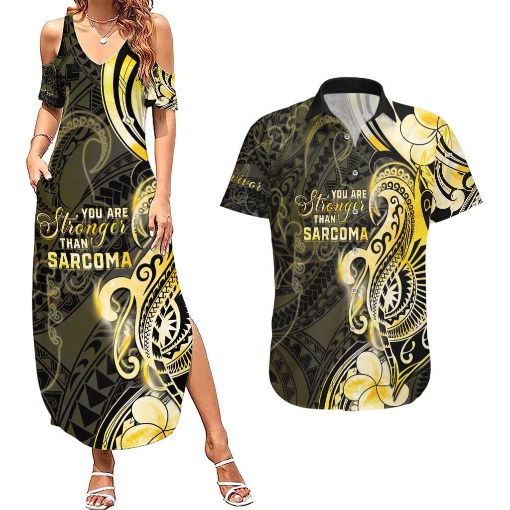Sarcoma Awareness Couples Matching Summer Maxi Dress and Hawaiian Shirt You Are Stronger Than Sarcoma