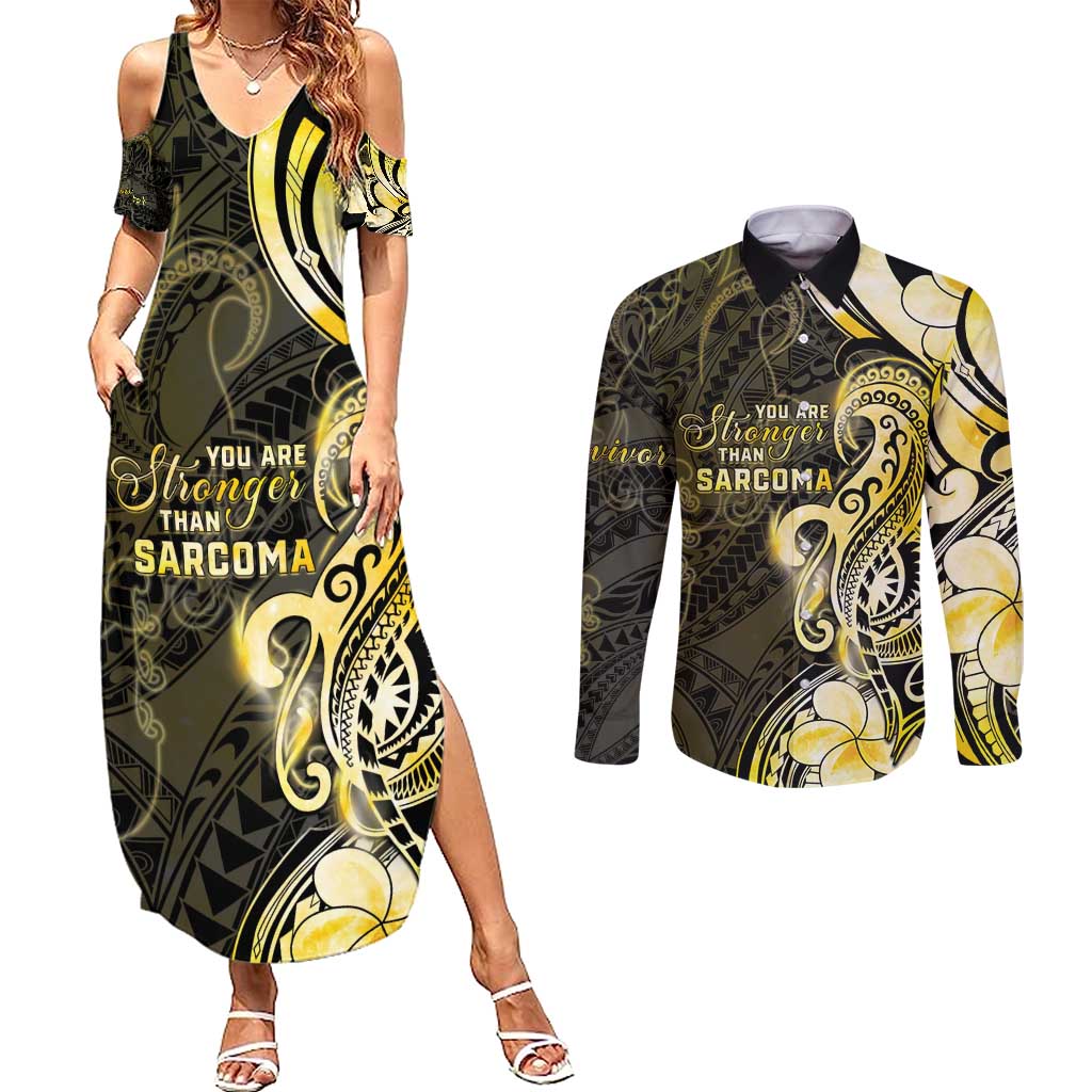 Sarcoma Awareness Couples Matching Summer Maxi Dress and Long Sleeve Button Shirt You Are Stronger Than Sarcoma