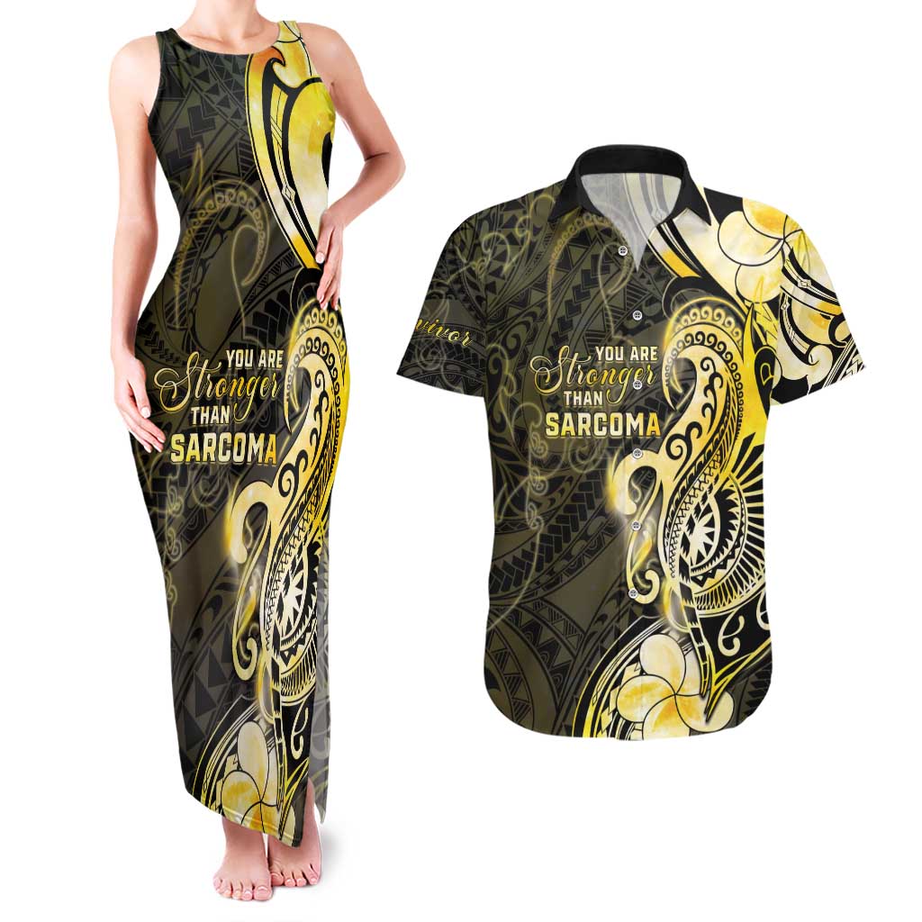 Sarcoma Awareness Couples Matching Tank Maxi Dress and Hawaiian Shirt You Are Stronger Than Sarcoma