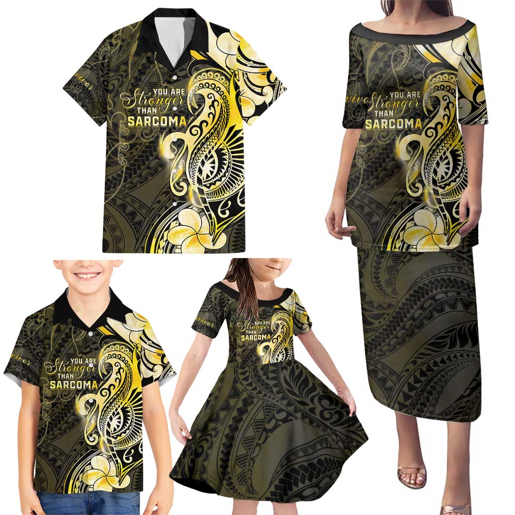 Sarcoma Awareness Family Matching Puletasi and Hawaiian Shirt You Are Stronger Than Sarcoma