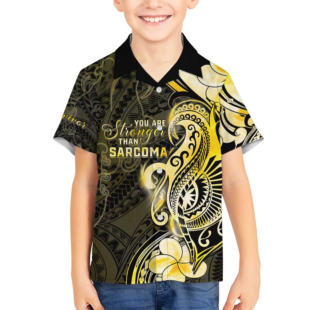 Sarcoma Awareness Family Matching Short Sleeve Bodycon Dress and Hawaiian Shirt You Are Stronger Than Sarcoma