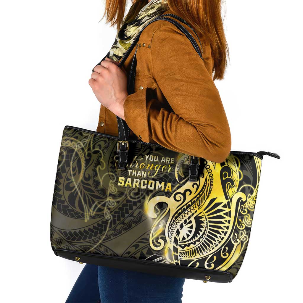 Sarcoma Awareness Leather Tote Bag You Are Stronger Than Sarcoma