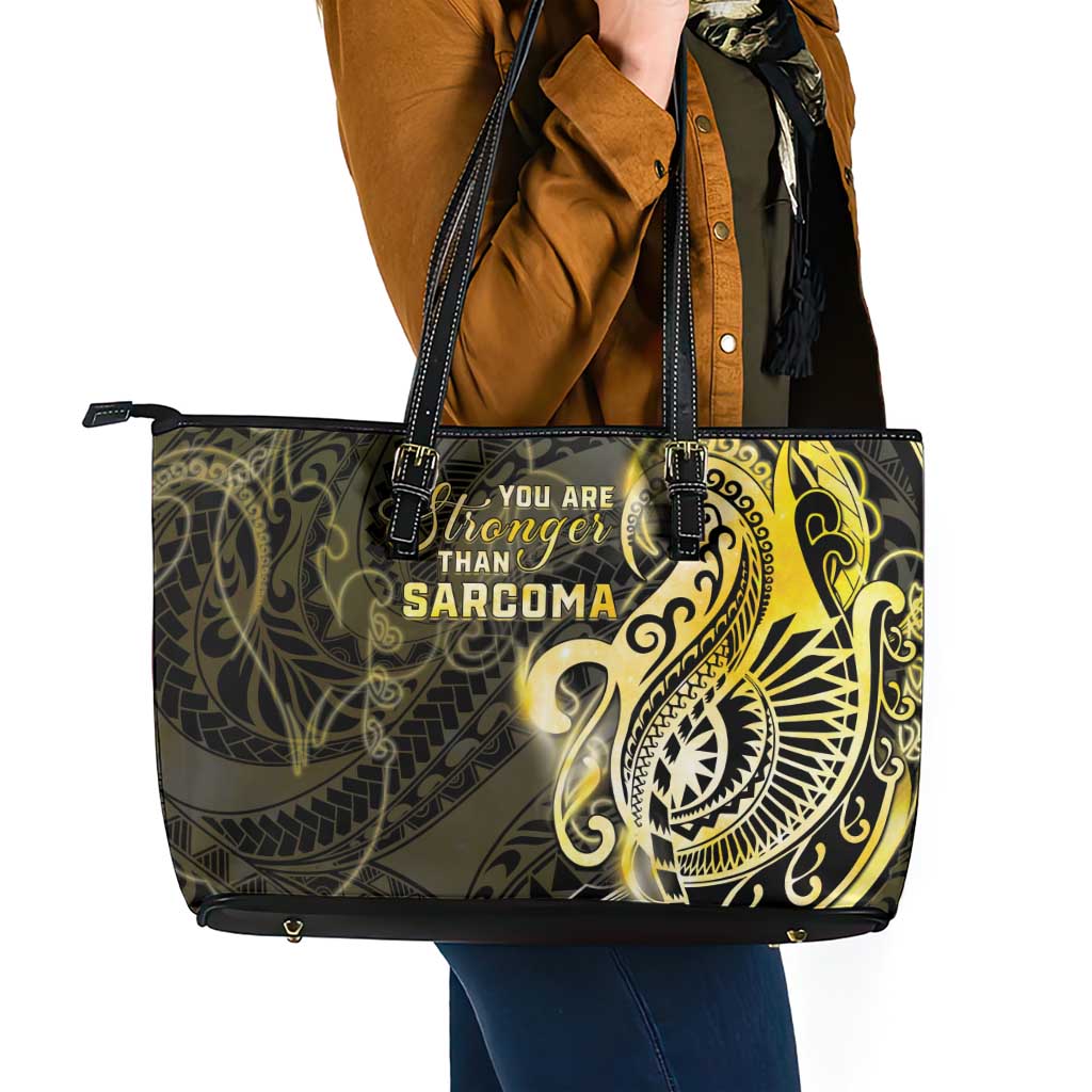 Sarcoma Awareness Leather Tote Bag You Are Stronger Than Sarcoma