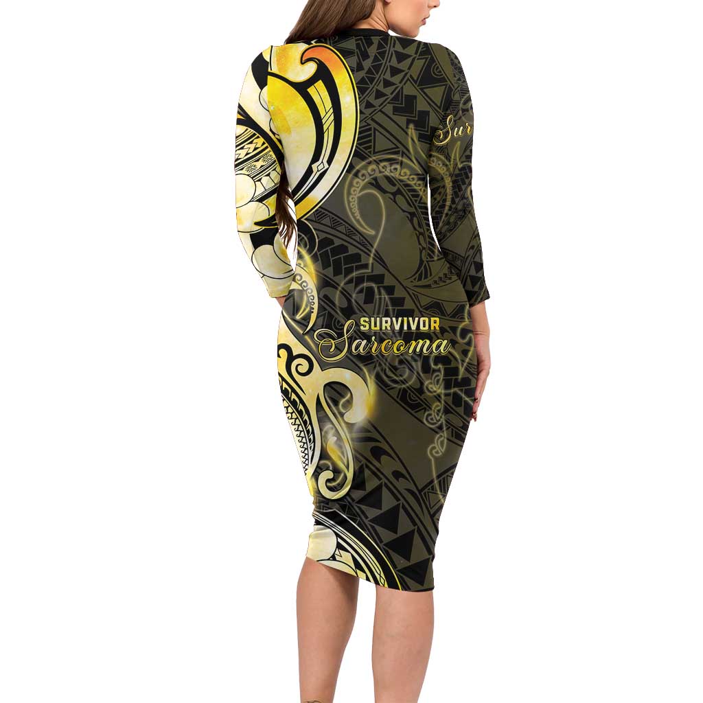 Sarcoma Awareness Long Sleeve Bodycon Dress You Are Stronger Than Sarcoma