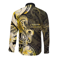 Sarcoma Awareness Long Sleeve Button Shirt You Are Stronger Than Sarcoma