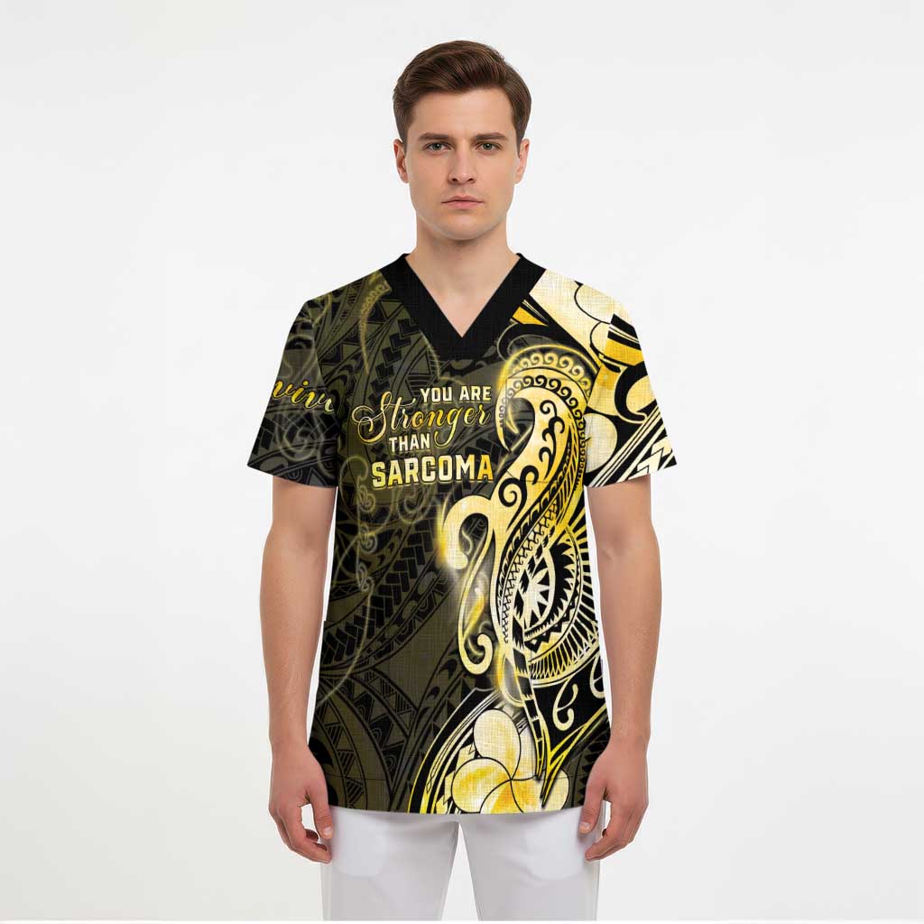 Sarcoma Awareness Scrub Top You Are Stronger Than Sarcoma - Polynesian Pride