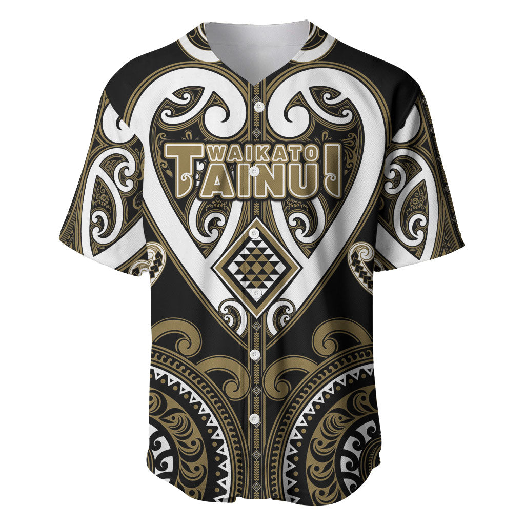 Custom Aotearoa Waikato Tainui Baseball Jersey Maori Tribal Pattern LT05 Dark Yellow - Polynesian Pride