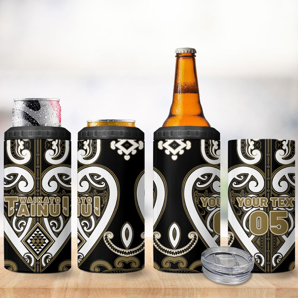 Custom Aotearoa Waikato Tainui 4 in 1 Can Cooler Tumbler Maori Tribal Pattern