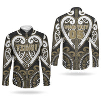 Custom Aotearoa Waikato Tainui Couples Matching Long Sleeve Bodycon Dress and Long Sleeve Button Shirt Maori Tribal Pattern