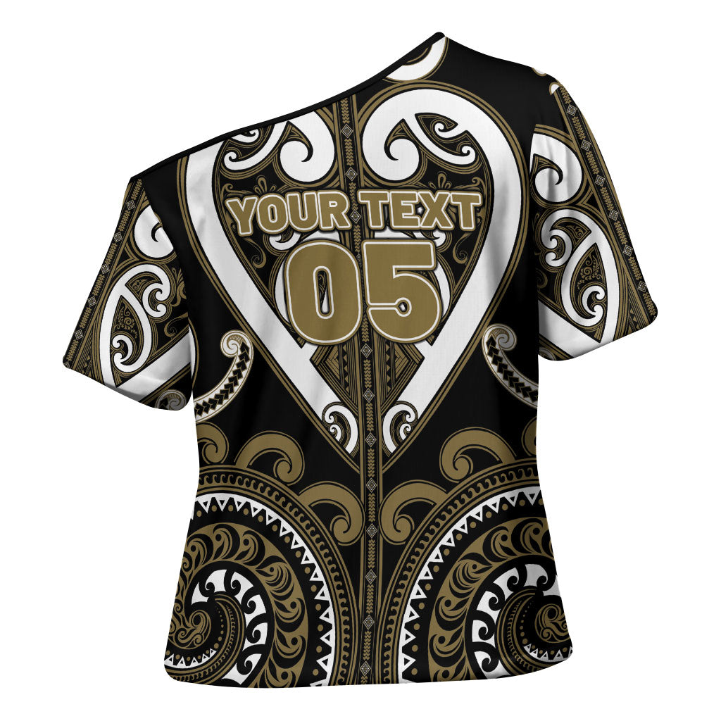 Custom Aotearoa Waikato Tainui Cross Shoulder Shirt Maori Tribal Pattern