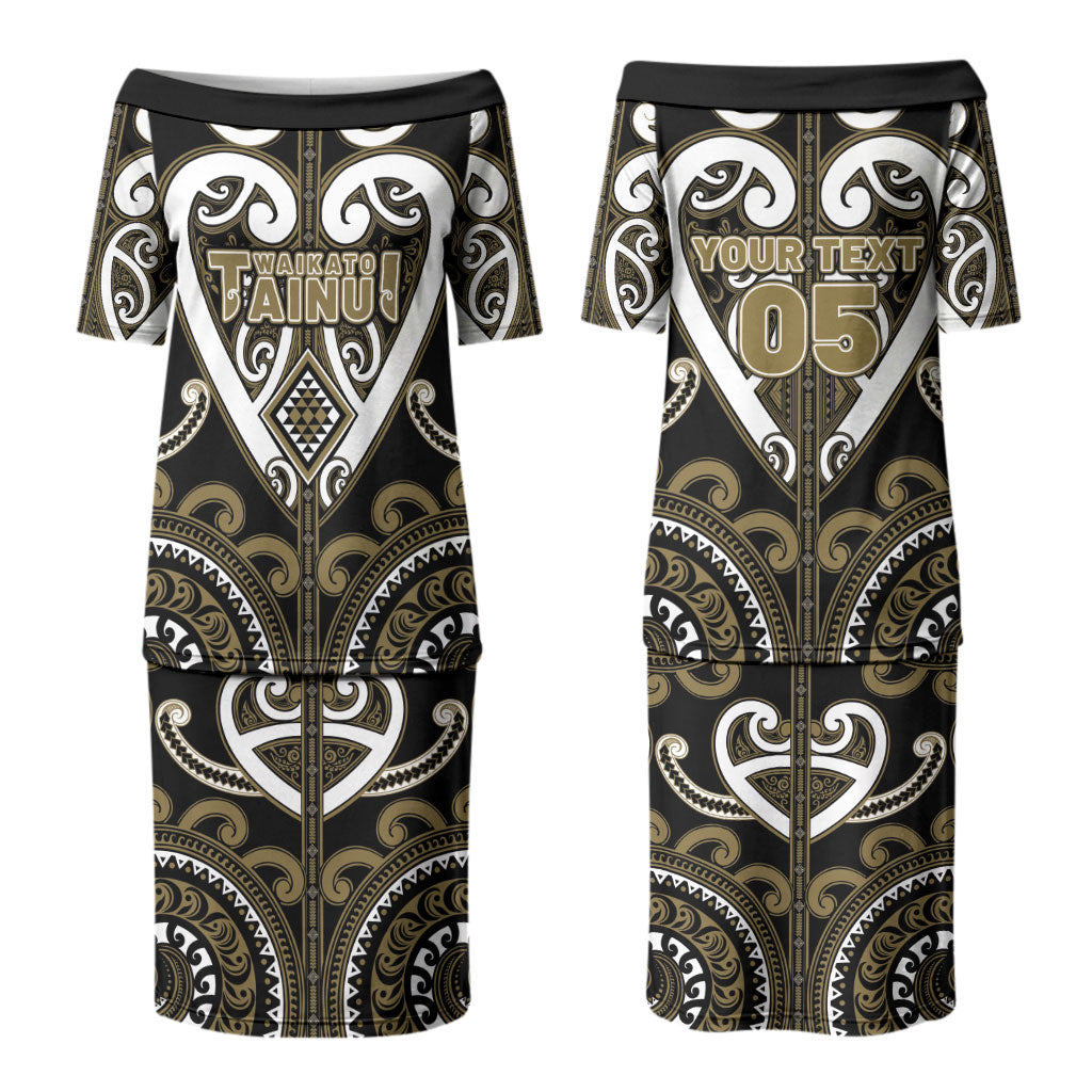 Custom Aotearoa Waikato Tainui Family Matching Puletasi and Hawaiian Shirt Maori Tribal Pattern