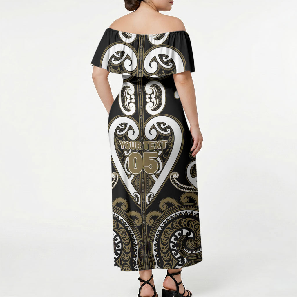 Custom Aotearoa Waikato Tainui Off Shoulder Maxi Dress Maori Tribal Pattern