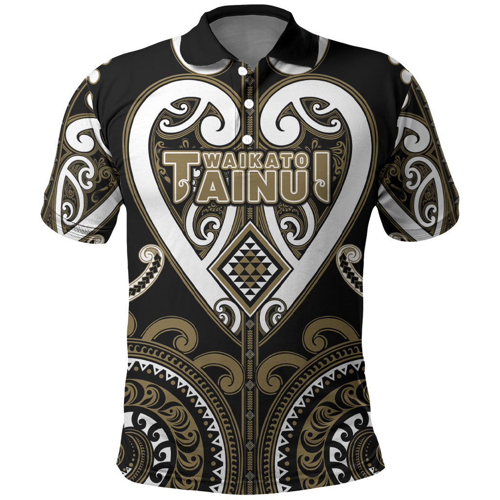 Custom Aotearoa Waikato Tainui Polo Shirt Maori Tribal Pattern LT05 Dark Yellow - Polynesian Pride