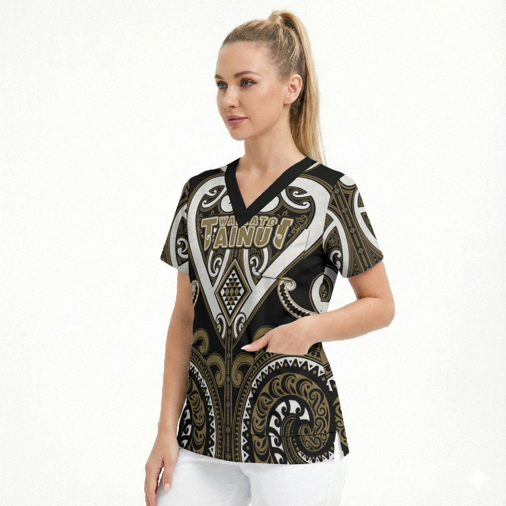 Custom Aotearoa Waikato Tainui Scrub Top Maori Tribal Pattern