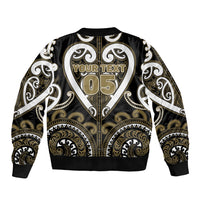 Custom Aotearoa Waikato Tainui Sleeve Zip Bomber Jacket Maori Tribal Pattern