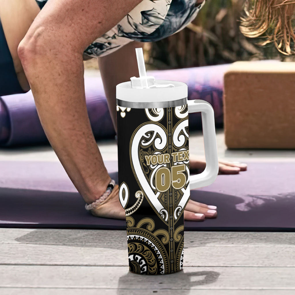 Custom Aotearoa Waikato Tainui Tumbler With Handle Maori Tribal Pattern