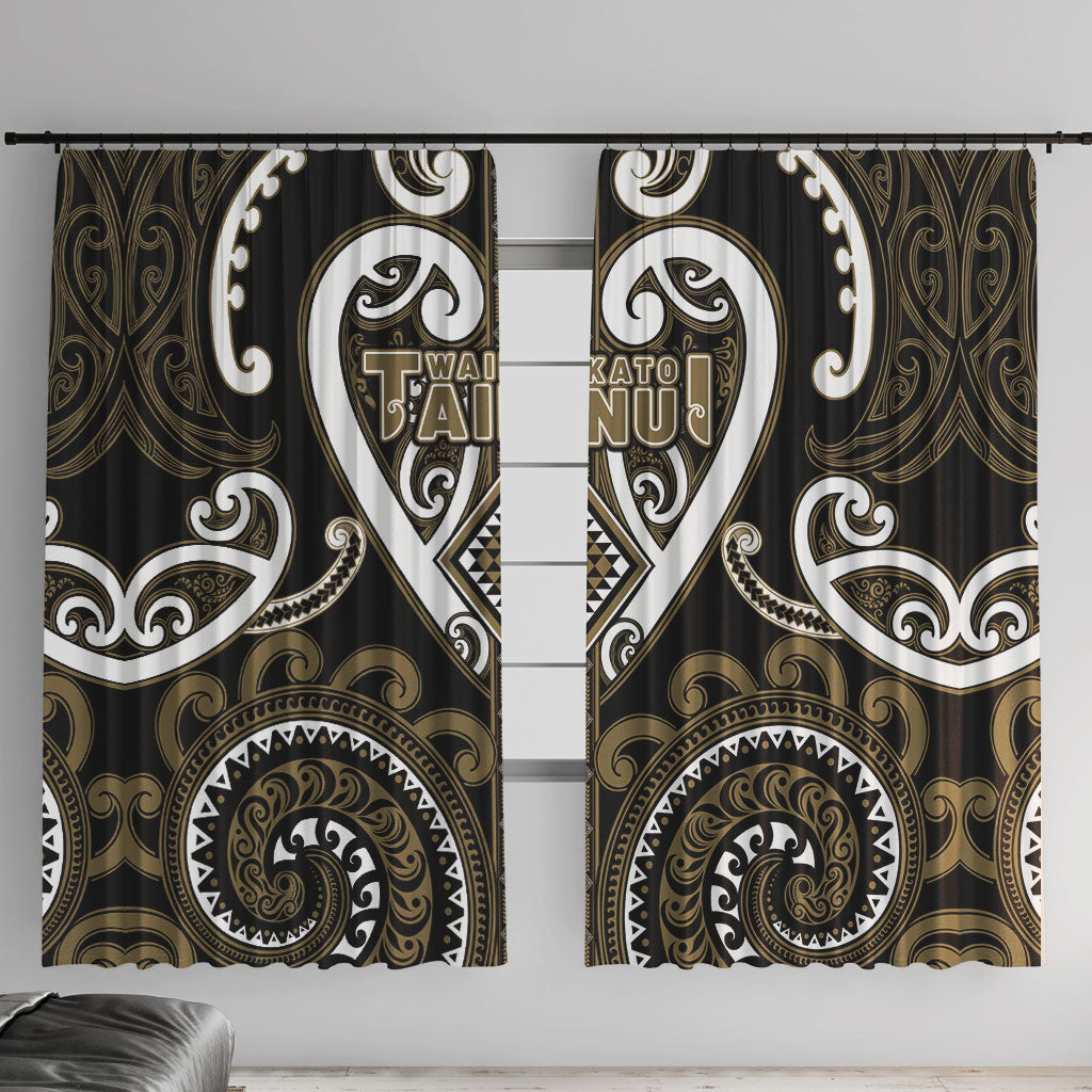 Aotearoa Waikato Tainui Window Curtain Maori Tribal Pattern LT05 With Hooks Dark Yellow - Polynesian Pride