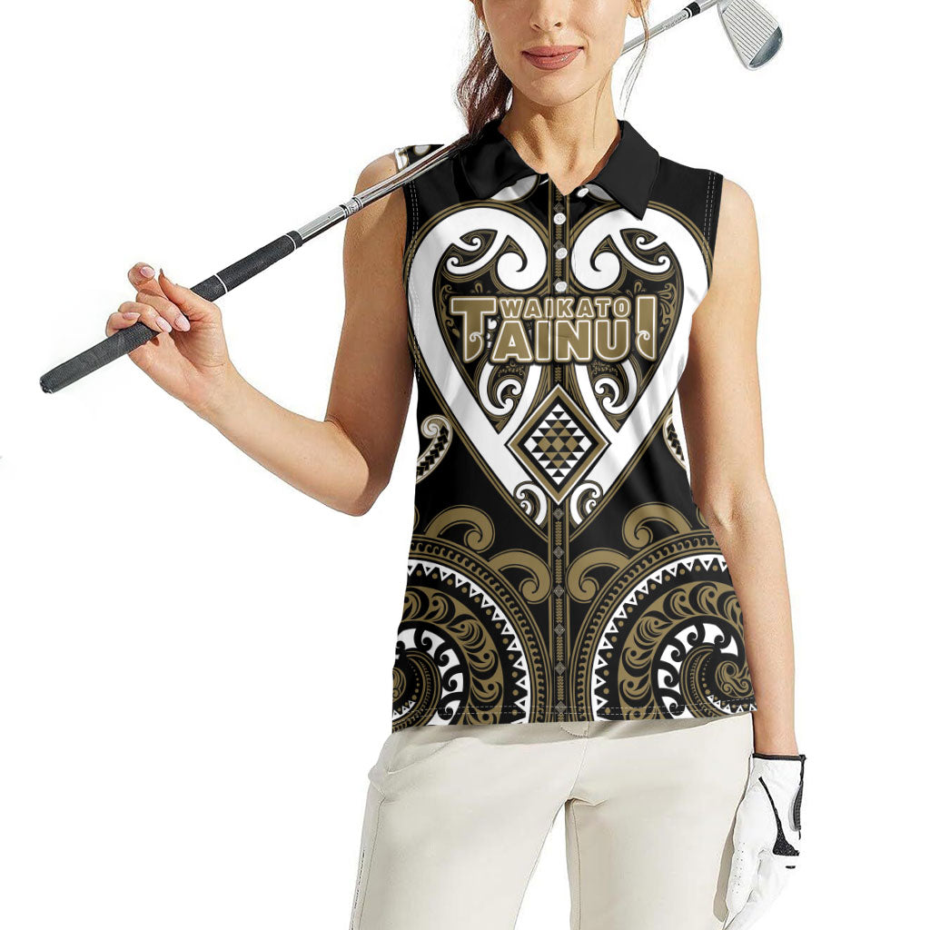 Custom Aotearoa Waikato Tainui Women Sleeveless Polo Shirt Maori Tribal Pattern