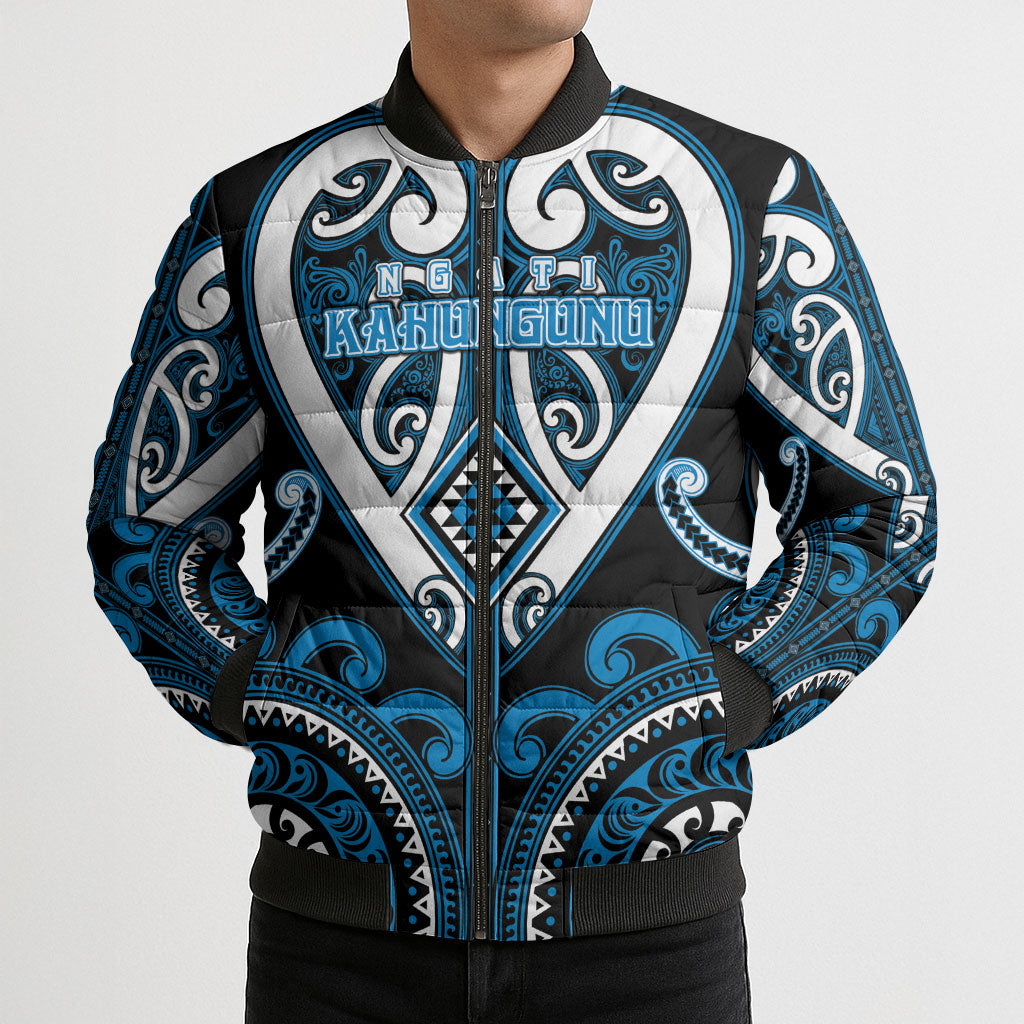 Custom Aotearoa Ngati Kahungunu Bomber Puffer Jacket Maori Tribal Pattern