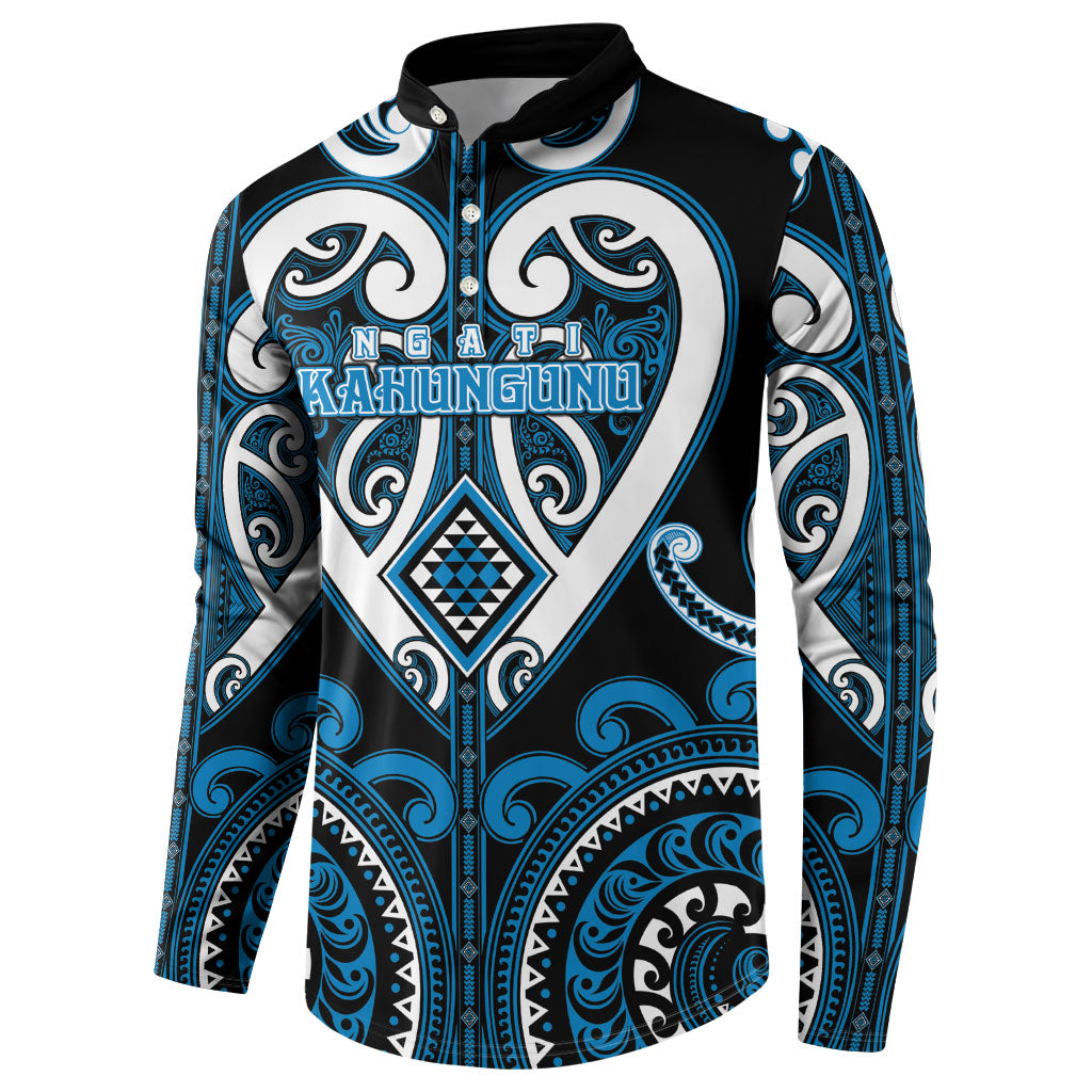 Custom Aotearoa Ngati Kahungunu Button Sweatshirt Maori Tribal Pattern