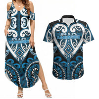 Custom Aotearoa Ngati Kahungunu Couples Matching Summer Maxi Dress and Hawaiian Shirt Maori Tribal Pattern