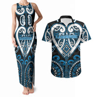 Custom Aotearoa Ngati Kahungunu Couples Matching Tank Maxi Dress and Hawaiian Shirt Maori Tribal Pattern