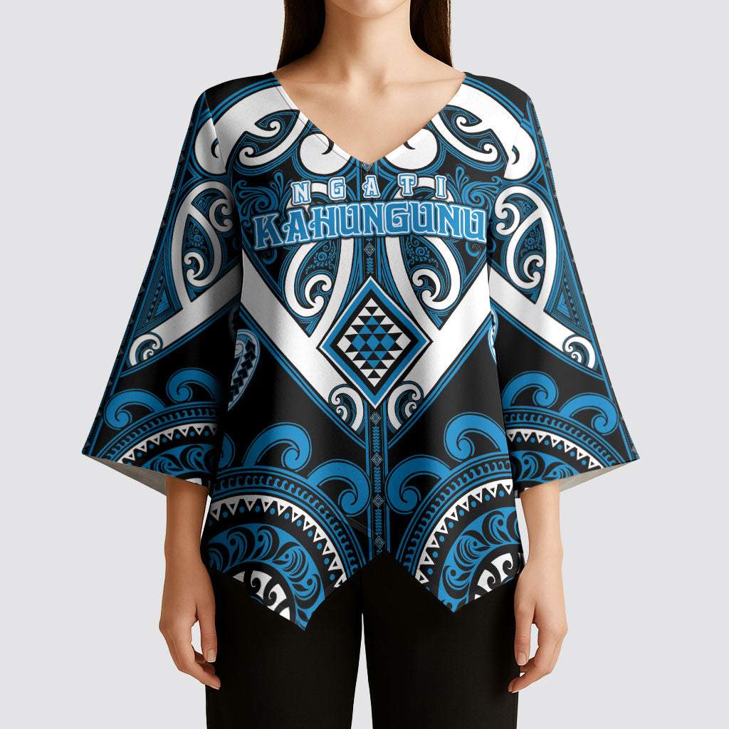 Custom Aotearoa Ngati Kahungunu Kimono Sleeve Blouse Maori Tribal Pattern