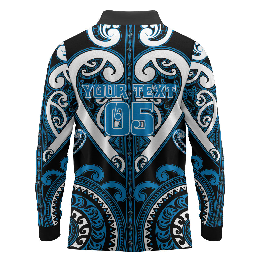 Custom Aotearoa Ngati Kahungunu Long Sleeve Polo Shirt Maori Tribal Pattern