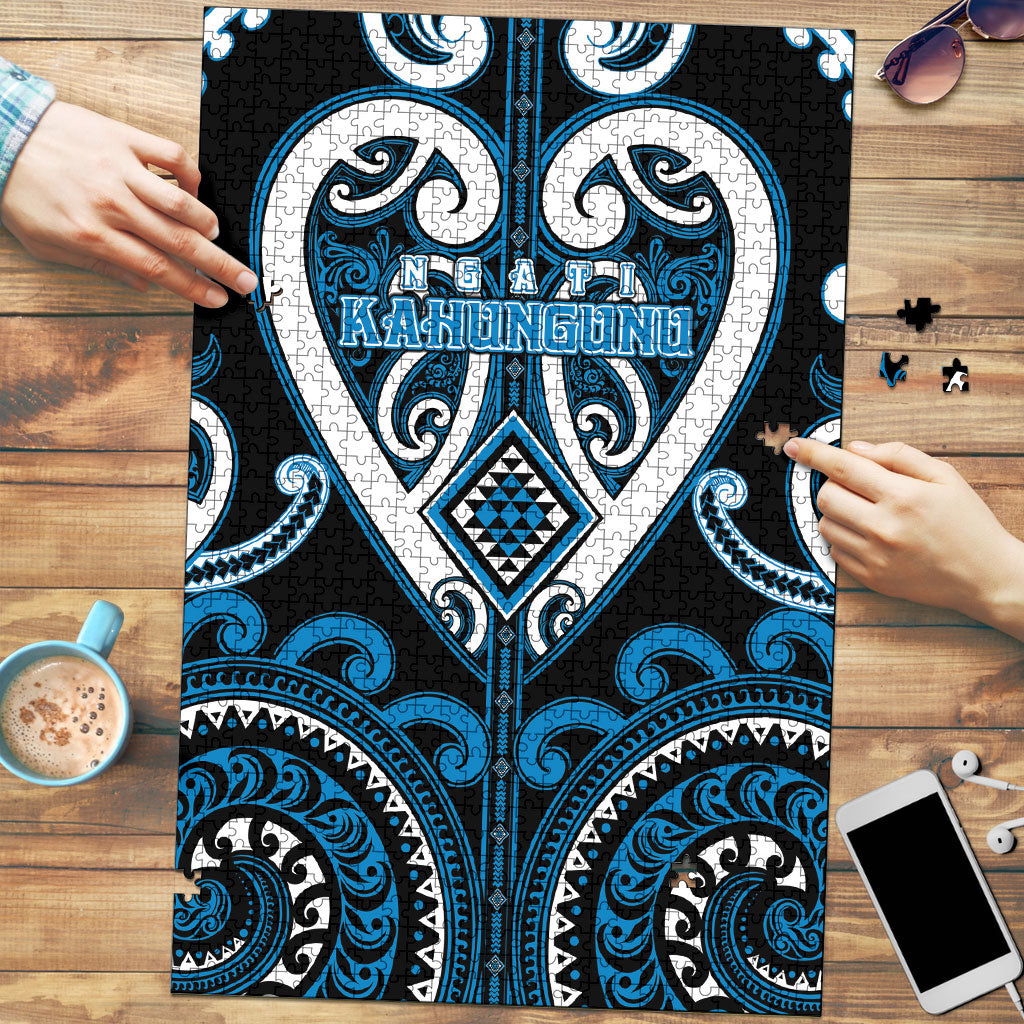 Aotearoa Ngati Kahungunu Puzzle Maori Tribal Pattern LT05 Blue - Polynesian Pride