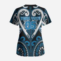 Custom Aotearoa Ngati Kahungunu Scrub Top Maori Tribal Pattern