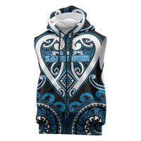 Custom Aotearoa Ngati Kahungunu Sleeveless Zip Hoodie Maori Tribal Pattern