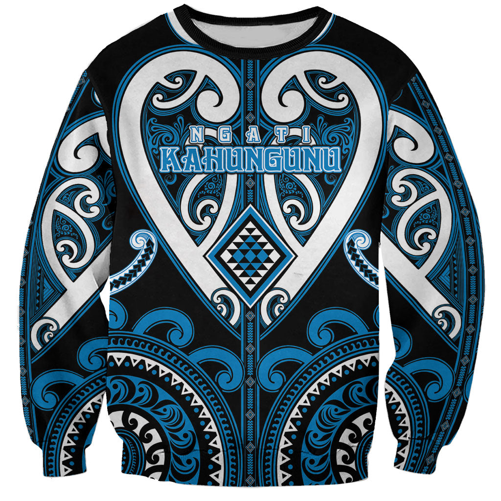 Custom Aotearoa Ngati Kahungunu Sweatshirt Maori Tribal Pattern LT05 Unisex Blue - Polynesian Pride