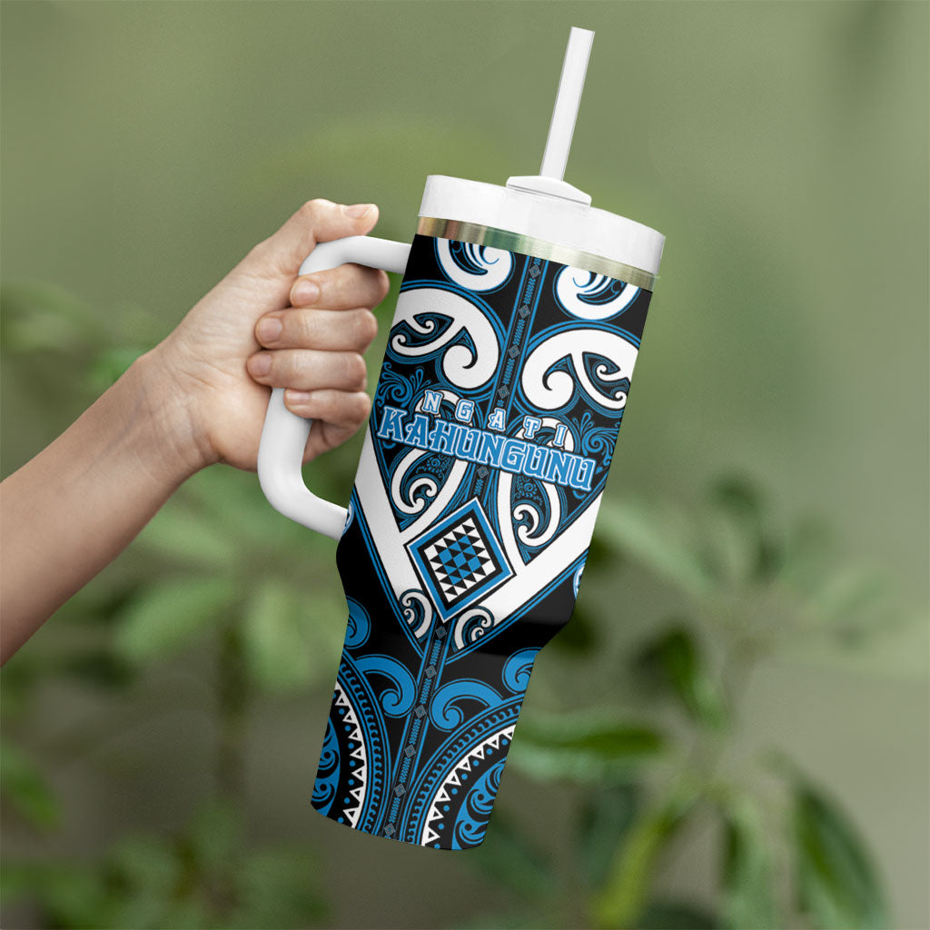 Custom Aotearoa Ngati Kahungunu Tumbler With Handle Maori Tribal Pattern