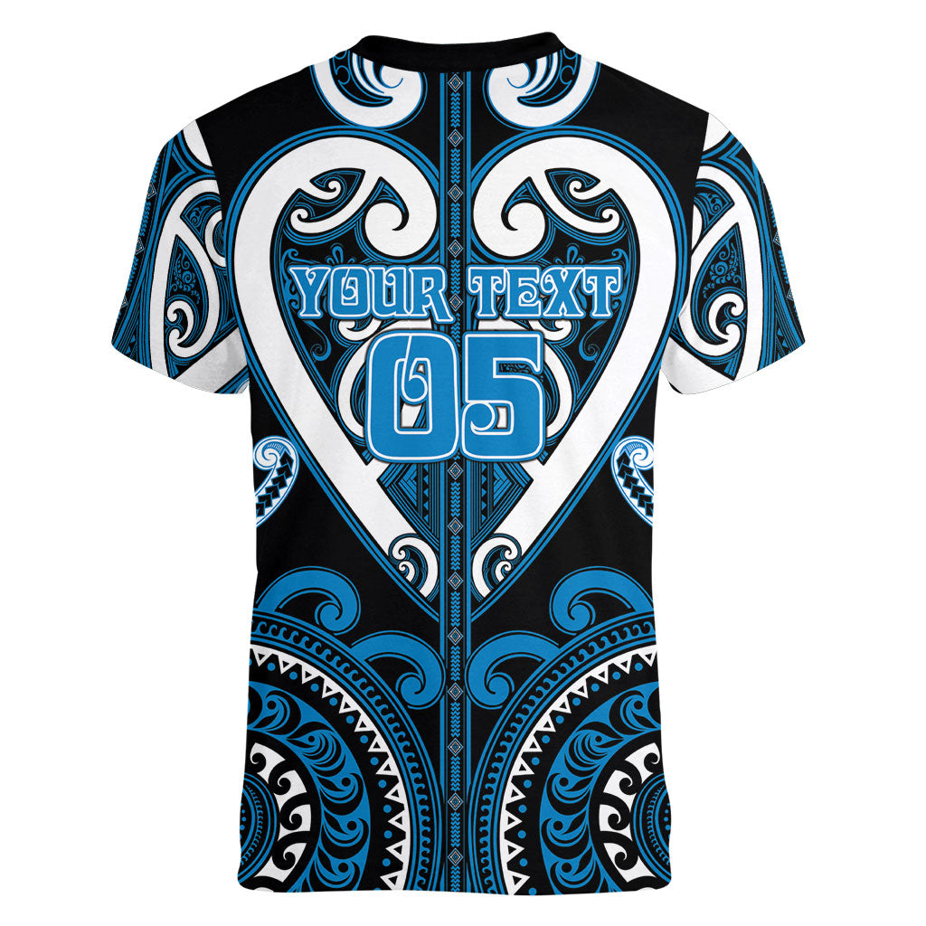 Custom Aotearoa Ngati Kahungunu Women V-Neck T-Shirt Maori Tribal Pattern