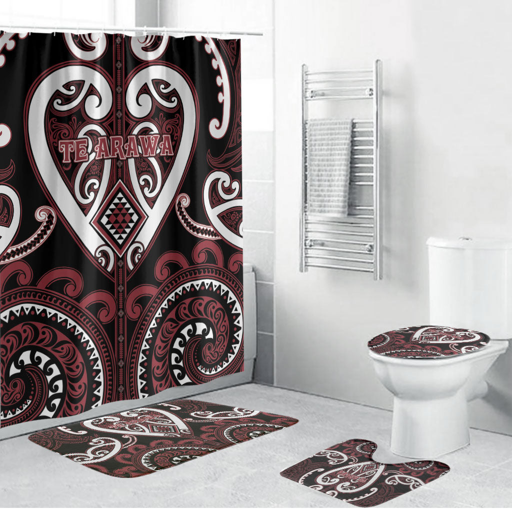 Aotearoa Te Arawa Bathroom Set Maori Tribal Pattern LT05 Bathroom Set (4 pcs) Red - Polynesian Pride