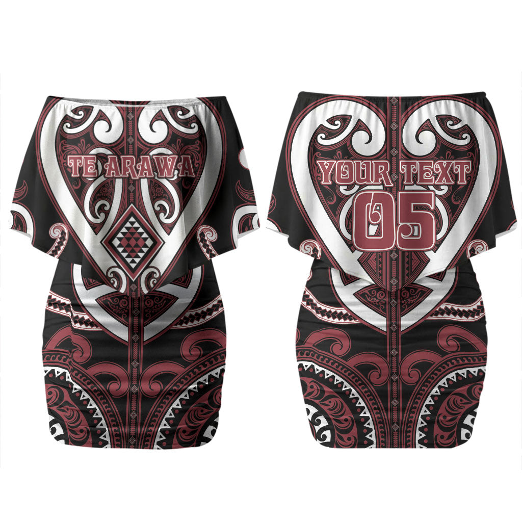 Custom Aotearoa Te Arawa Couples Matching Off Shoulder Short Dress and Hawaiian Shirt Maori Tribal Pattern