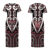 Custom Aotearoa Te Arawa Couples Matching Short Sleeve Bodycon Dress and Long Sleeve Button Shirt Maori Tribal Pattern