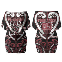 Custom Aotearoa Te Arawa Family Matching Off Shoulder Short Dress and Hawaiian Shirt Maori Tribal Pattern