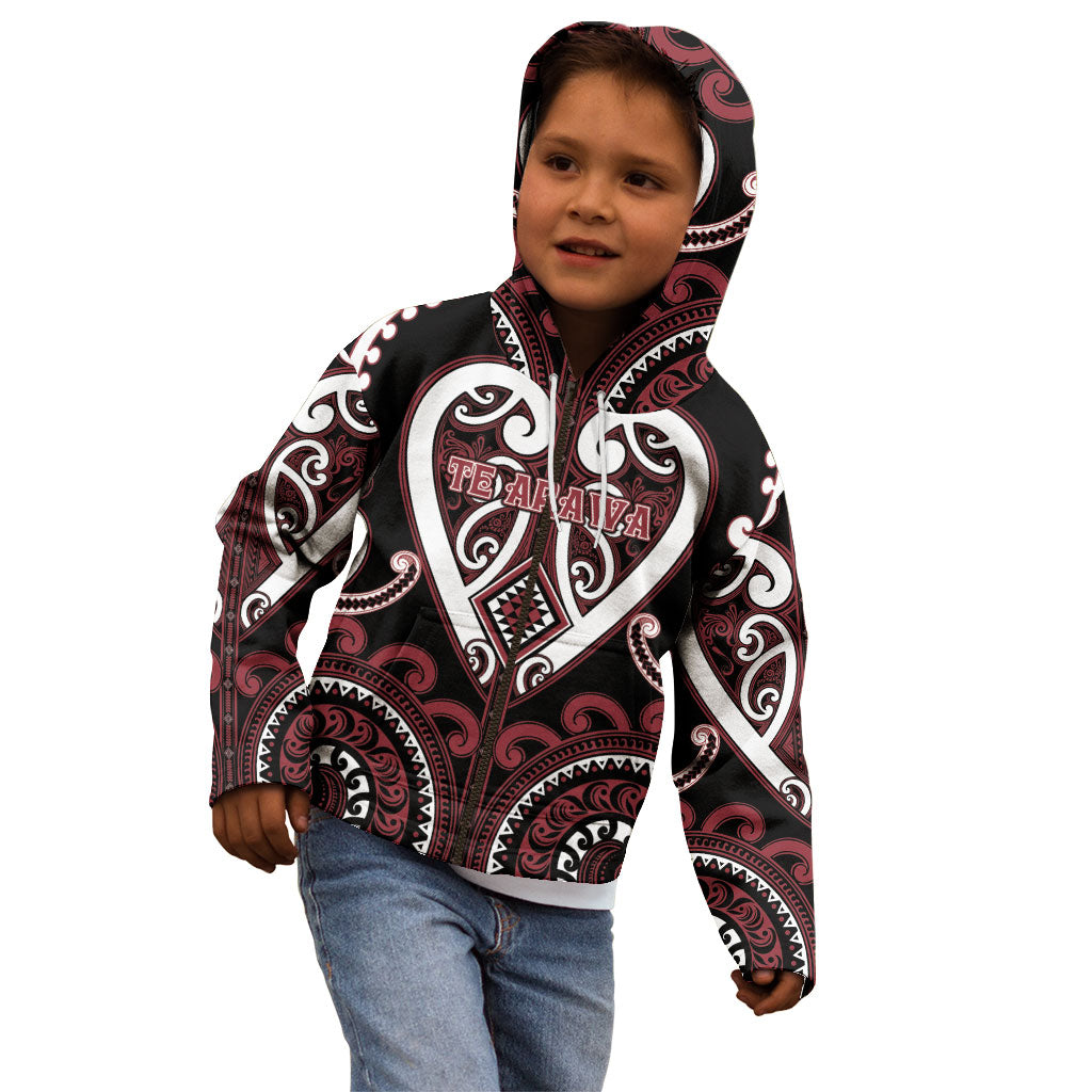 Custom Aotearoa Te Arawa Kid Hoodie Maori Tribal Pattern