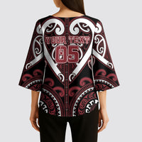 Custom Aotearoa Te Arawa Kimono Sleeve Blouse Maori Tribal Pattern